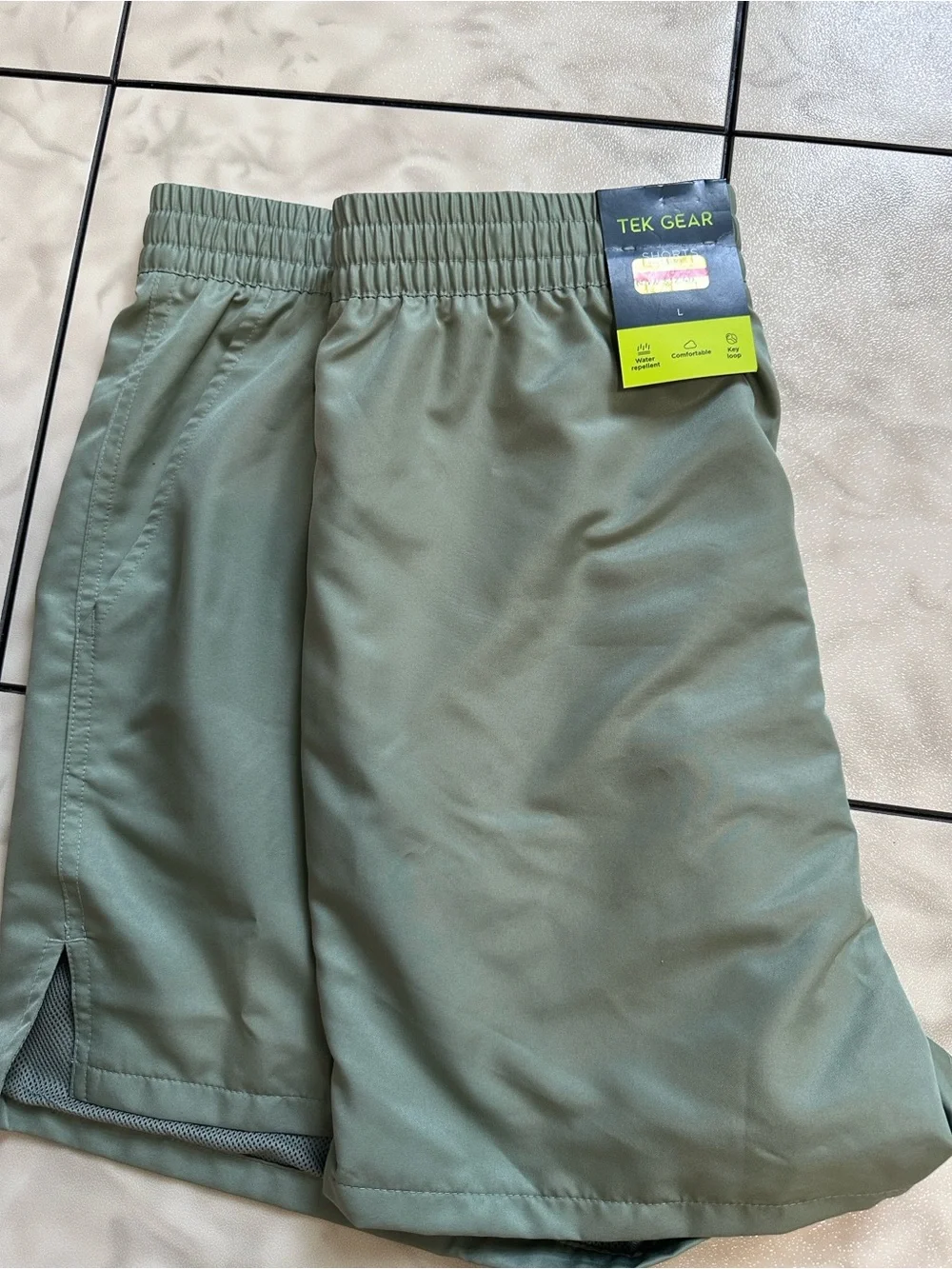 tek gear Men's Sage Green Athletic Drawstring Shorts